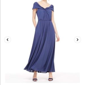 Gal Meets Glam Sandra Off Shoulder Twist Chiffon Maxi Dress